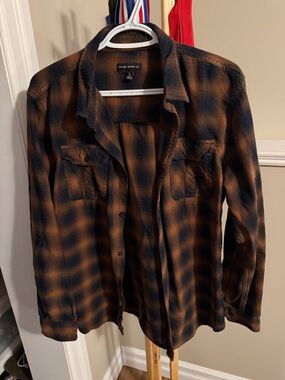 Silver Jeans Brown and Black Plaid Shirt